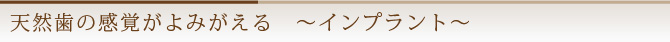 天然歯の感覚がよみがえる　～インプラント～